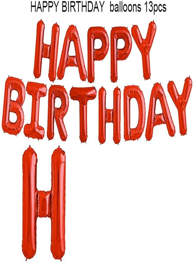 FI - FLICK IN 25 pcs Set of Happy Birthday Banner Red Foil Balloons, Letter Balloons Banner, Star Foil Balloons, Confetti Balloons, Metallic Balloons, Party Balloons, Party Decorations Supplies - Image 3